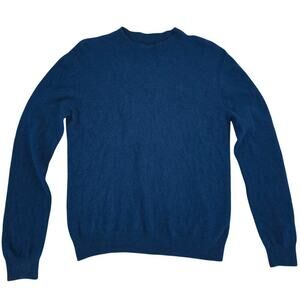 Women’s Merino Wool Sweater Blue Crewneck Soft Cozy Winter Layering S Old Monay